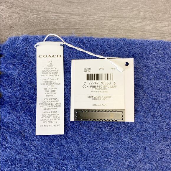 Coach CU815 Muffler With Rubber Patch IN Navy - Picture 6 of 6